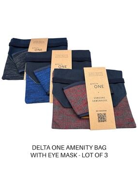 Delta One Someone Somewhere Amenity Bag & Eye Mask Set Lot of 3 Travel